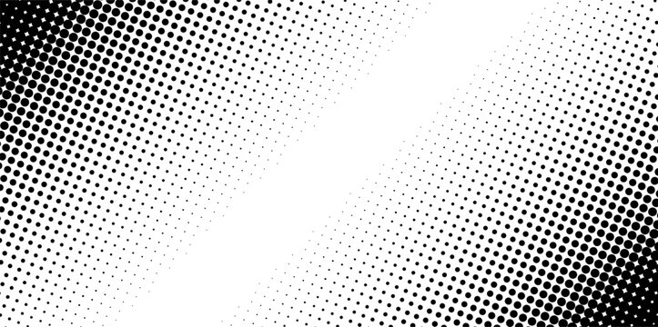 Halftone dot background with monochrome comic style gradient pattern and copy space