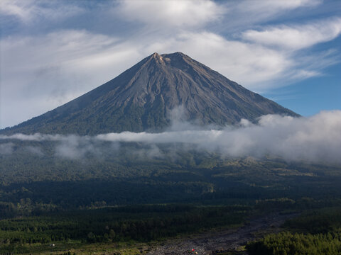 Majestic sunrise view of Mount Semeru java indonesia landscape photography natural environment serene perspective.