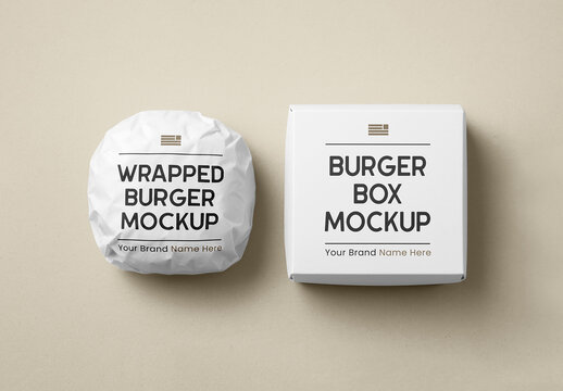 Packed Burger with Box Mockup
