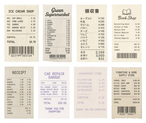 Fototapeta premium PNG Various printed receipts collection on transparent background