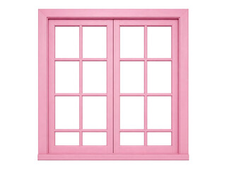 Obraz premium Pink wooden window frame isolated on transparent background