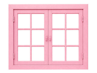 Obraz premium Pink wooden window frame isolated on transparent background