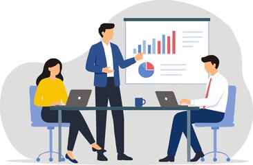 Fototapeta premium Modern teamwork illustration for business success