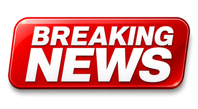 Breaking news logo displayed live on screen for viewers worldwide now