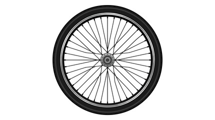 Naklejka premium Bicycle wheel with black tire and spokes.