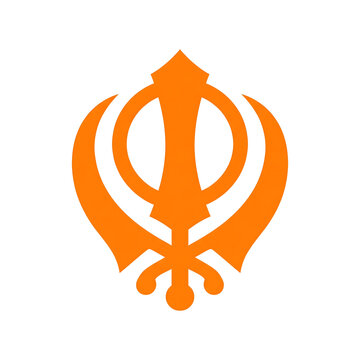 sacred sikh khanda symbol in saffron orange isolated on white background flat vector illustration