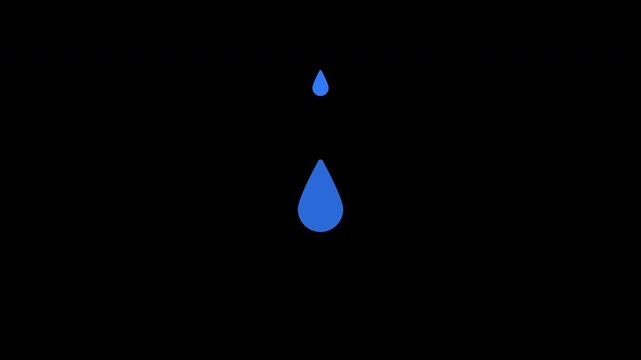 Water Drop Falling And Liquid Dripping Nature Blue Animation Transparent Background Alpha Channel