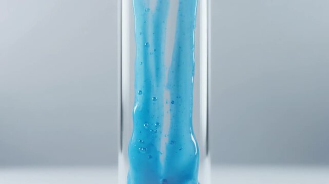 Viscous Blue Slime Stretching Upward in a Laboratory Glass Container, Science Experiment Concept Full HD Background
