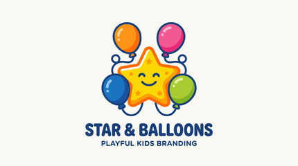 Fototapeta premium star and balloon logo combination. happy logo. birthday logo