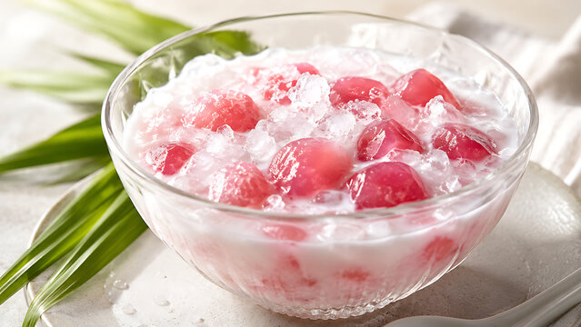Thai Tub Tim Krob Red Ruby Dessert with Shaved Ice
