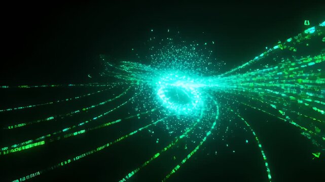 Glowing mathematics data streams flowing in digital cyber space
