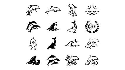 Fototapeta premium Black and white animal icons set