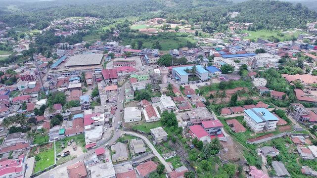 Aerial view of Madikeri town rural landscape surrounded by lush greenery and scenic beauty