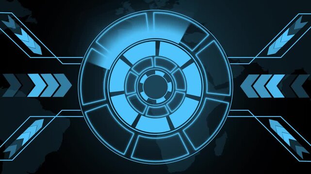 Blue futuristic digital interface animation panels data. Modern blue futuristic digital interface animation builds layouts. Clean blue futuristic digital interface tracks stats.
