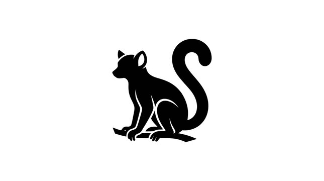 Black silhouette of a stylized squirrel sitting upright with a curled tail