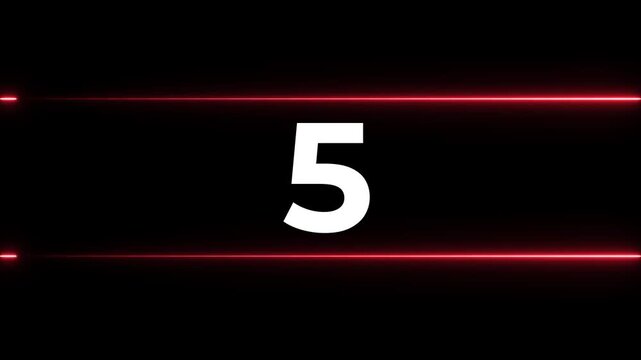 Numbers sequence moving fast in digital tunnel with red light streaks