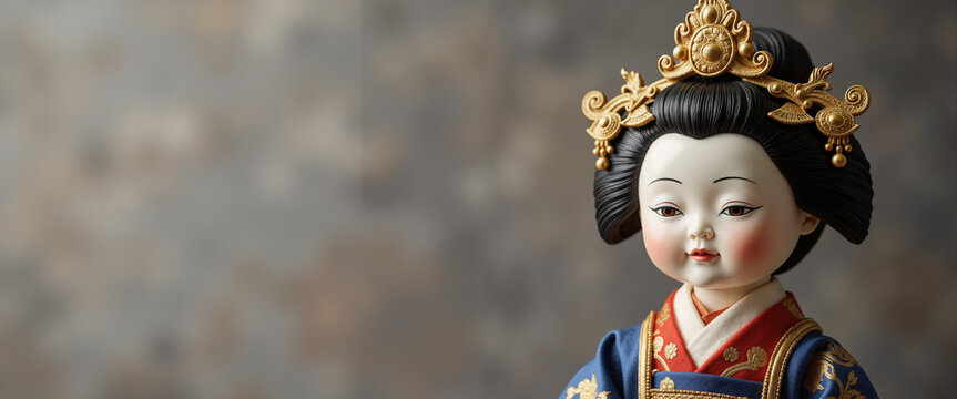 Chigo ceremonial doll portrait for Japanese Gion Matsuri cultural blogs and festival poster design