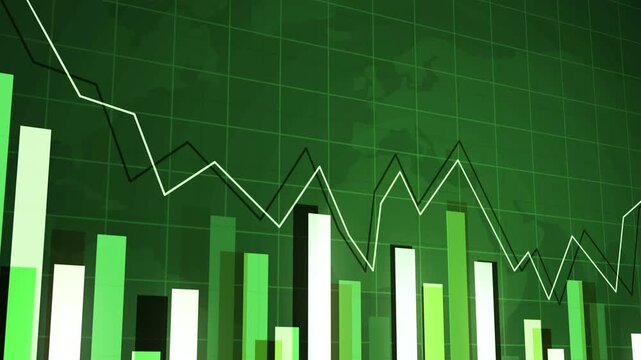 Business bar chart with falling data clear downward trend in business or finance animation