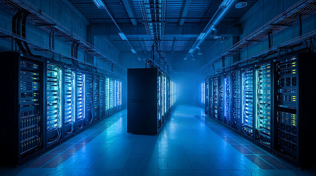 Large computer server in data center.