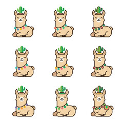 Obraz premium Cute Llamas Wearing Party Hats.