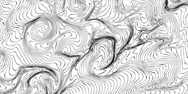 Thin curved wavy lines. black wavy lines on white background. Vector illustration