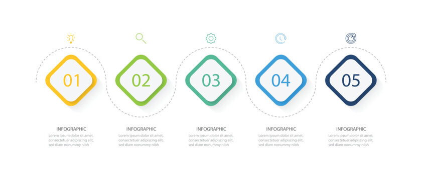 Business timeline 5 steps to success. Presentation, Milestone. Timeline concept with 6 steps. Vector business template for presentation.