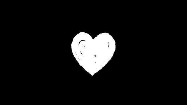 Hand-Drawn Sketch Filled Heart Animation on Transparent Background with Alpha Channel