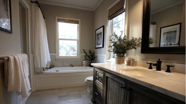 Clean, neutral colored, yet masculine bathroom, interior, apartment, design, house, luxury, modern, light, home, white, sink, room, floor, wall, bath