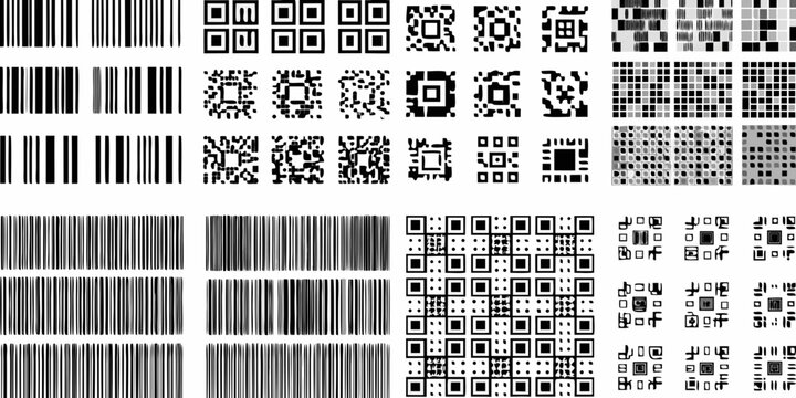 Collection Of Black And White Barcodes And Qr Codes Vector Illustration On White Background barcode