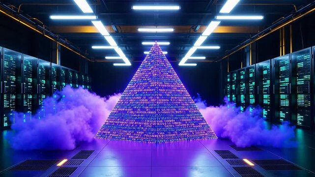 Digital pyramid in server room