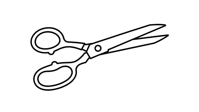 Minimalist line drawing of a pair of scissors.