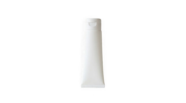 Blank white plastic cosmetic tube mockup with flip top cap, realistic squeeze packaging template for cream, lotion or toothpaste Isolated on Transparent Background