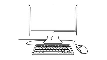 Fototapeta premium Modern laptop computer with wireless mouse on desk.