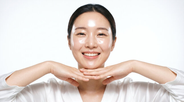 Beauty portrait of a smiling woman with glowing healthy skin