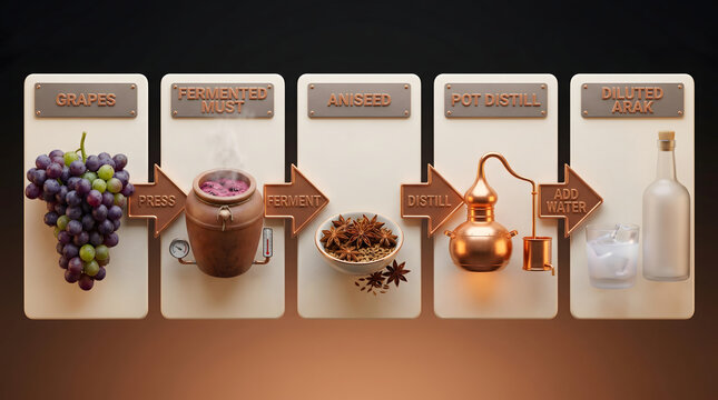 Step by step process of making arak liquor