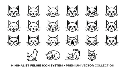 Minimalist Cat Icon Collection. © Chomsin