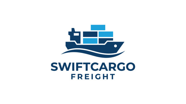 SwiftCargo Freight ship logo with text.