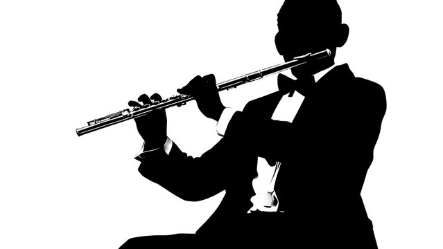 Silhouette of a man playing trumpet with smoke effect.