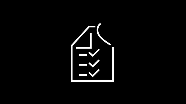 Minimalist document checklist animation with heart task completion concept for business and productivity UI.