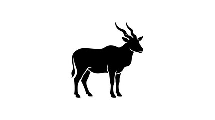 Fototapeta premium Black silhouette of a horned antelope standing in profile view