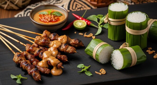 Grilled meat skewers indonesian cuisine