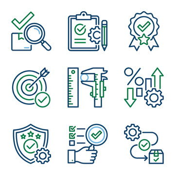 Business icons for quality control management.
