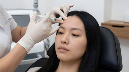 Naklejka premium Cosmetic Injection Procedure In Clinic