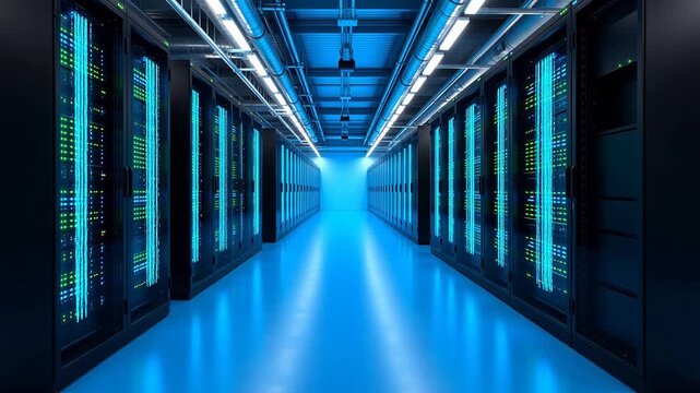 server room with blue lights