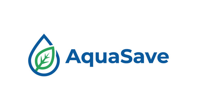 AquaSave logo with water drop and leaf symbol.