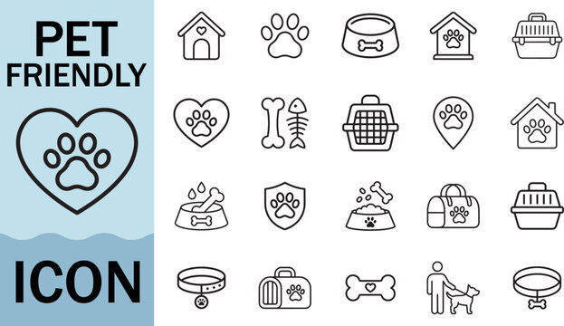Pet friendly icon set for animal lovers and homes