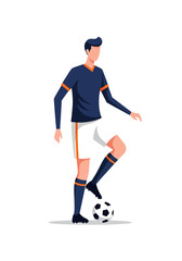 Obraz premium Athletic male soccer player wearing professional sports uniform dribbling a round ball on grass during an active training session in the field to develop agility and physical strength for