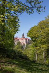 Fototapeta premium Side view of Książ Castle, Poland