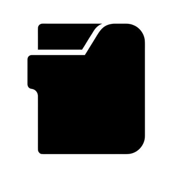 Black file folder icon, document symbol, office organizer, flat design