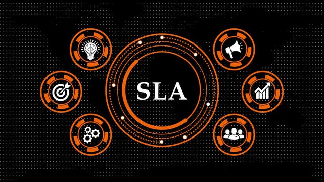 Service level agreement concept with icons and futuristic circles motion.